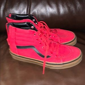 Vans hitop zipper back red high tops sz 6 kids